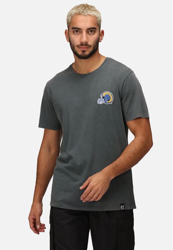 Recovered Men NFL T-shirt Los Angeles Rams Cotton Short Sleeves Crew Neck Tee Top Black