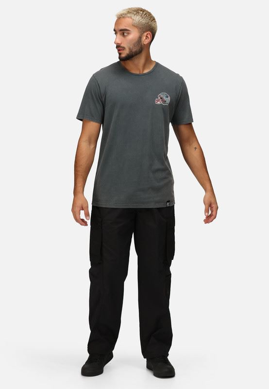 Recovered Men NFL T-shirt New England Patriots Cotton Short Sleeve Crew Neck Tee Black