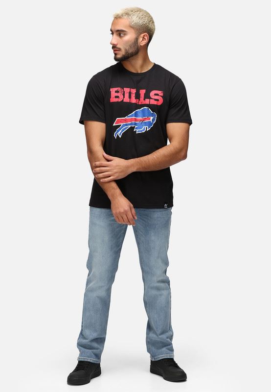 Recovered NFL Men's Cotton T-Shirt Buffalo Bills American Football Tee Black