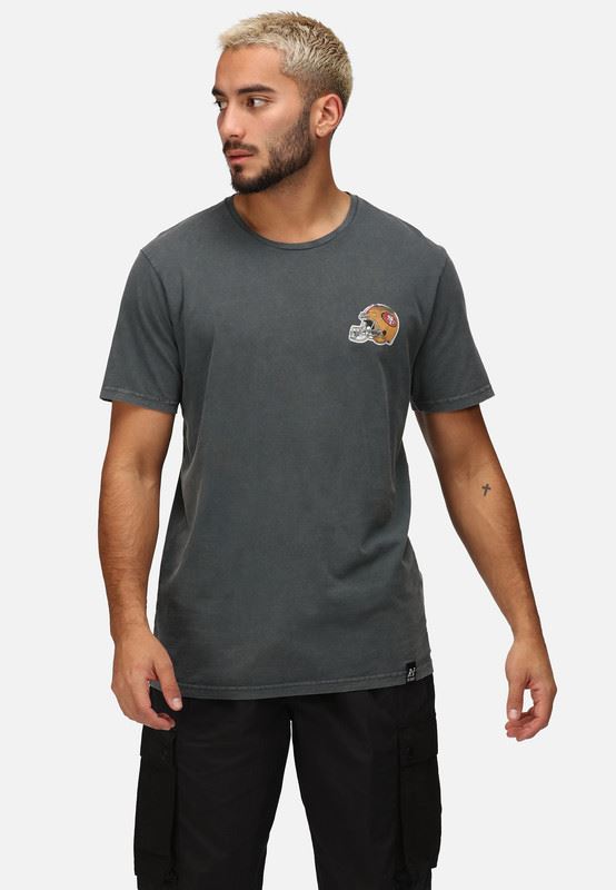 Recovered Men NFL T-shirts San Francisco 49ers Cotton Short Sleeve Crew Neck Tee Black