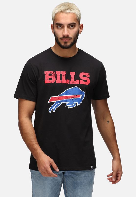 Recovered NFL Men's Cotton T-Shirt Buffalo Bills American Football Tee Black