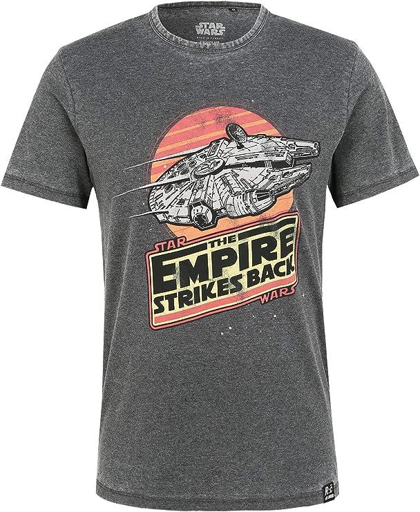 Star Wars Empire Strikes Back Millenium Falcon Charcoal T-Shirt by Re:Covered