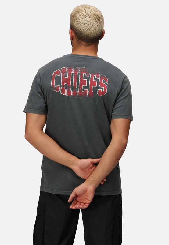 Recovered Men NFL T-shirts Kansas City Chiefs Cotton Short Sleeve Crew Neck Tee Black
