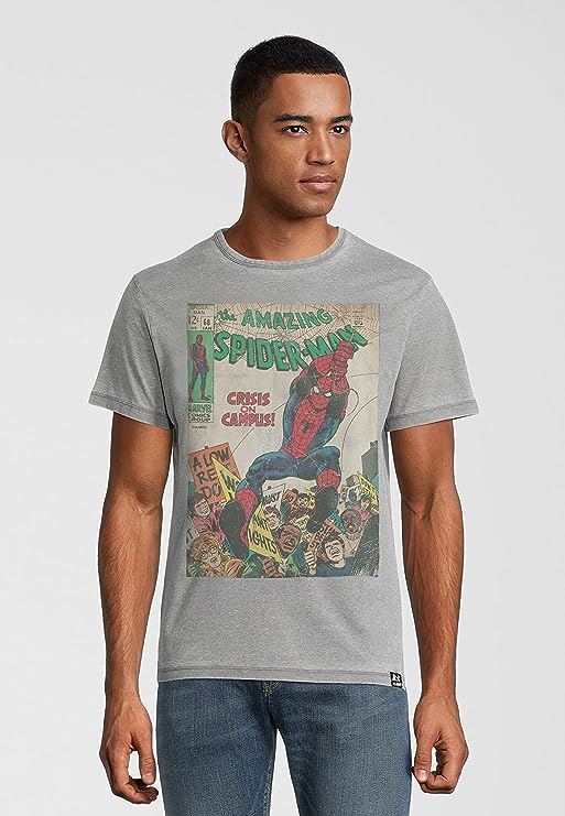 Marvel Spiderman Crisis on Campus Cover Light Grey T-Shirt by Re:Covered