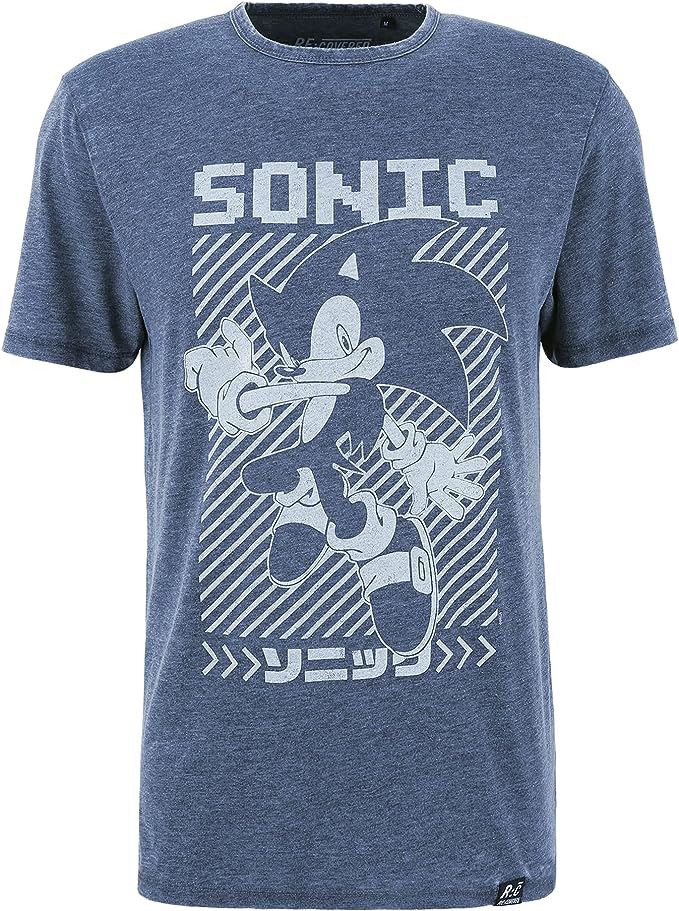 Sonic The Hedgehog Mono Japan Blue T-Shirt by Re:Covered