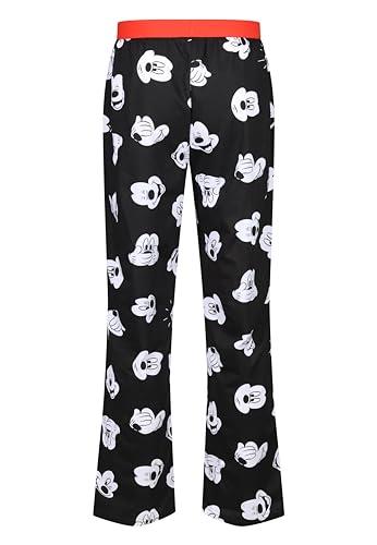 Disney Lounge Pants - Adults Cotton Black Mickey Mouse Expressions Printed Casual Pyjamas Bottoms