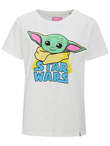Recovered Star Wars The Mandalorian Pastel Print Ecru Womens Fitted T-Shirt