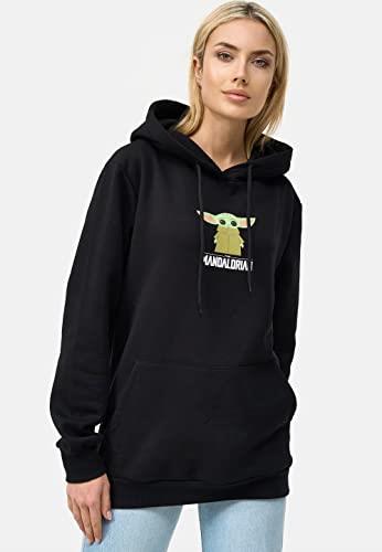 Star Wars The Mandalorian Baby Yoda Black Womens Hooded Sweatshirt by Recovered