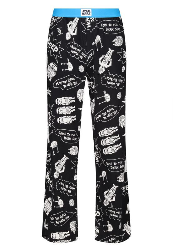 Star Wars Mens Lounge Pants Adult Cotton Black Comic Characters Printed Pyjamas