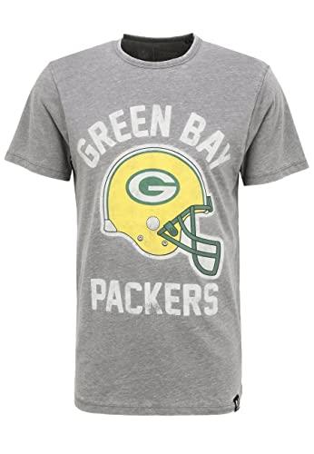 NFL Green Bay Packers Helmet Print Grey T-Shirt By Re:Covered