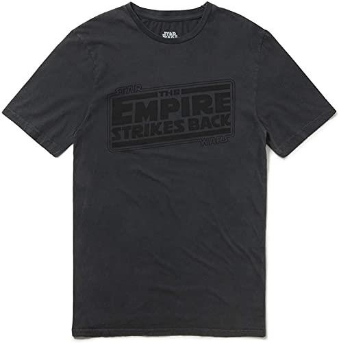 Star Wars Empire Strikes Back Logo Washed Grey T-Shirt by Re:Covered