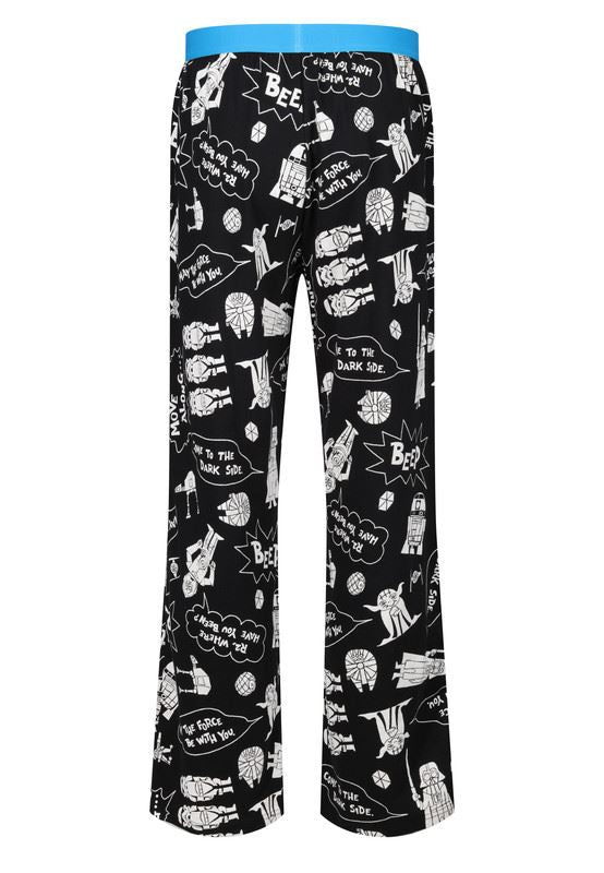Star Wars Mens Lounge Pants Adult Cotton Black Comic Characters Printed Pyjamas