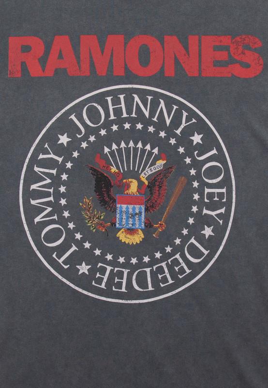 Recovered Mens Crew Neck T-Shirts Ramones Logo Relaxed Fit Cotton Music Tee Shirt