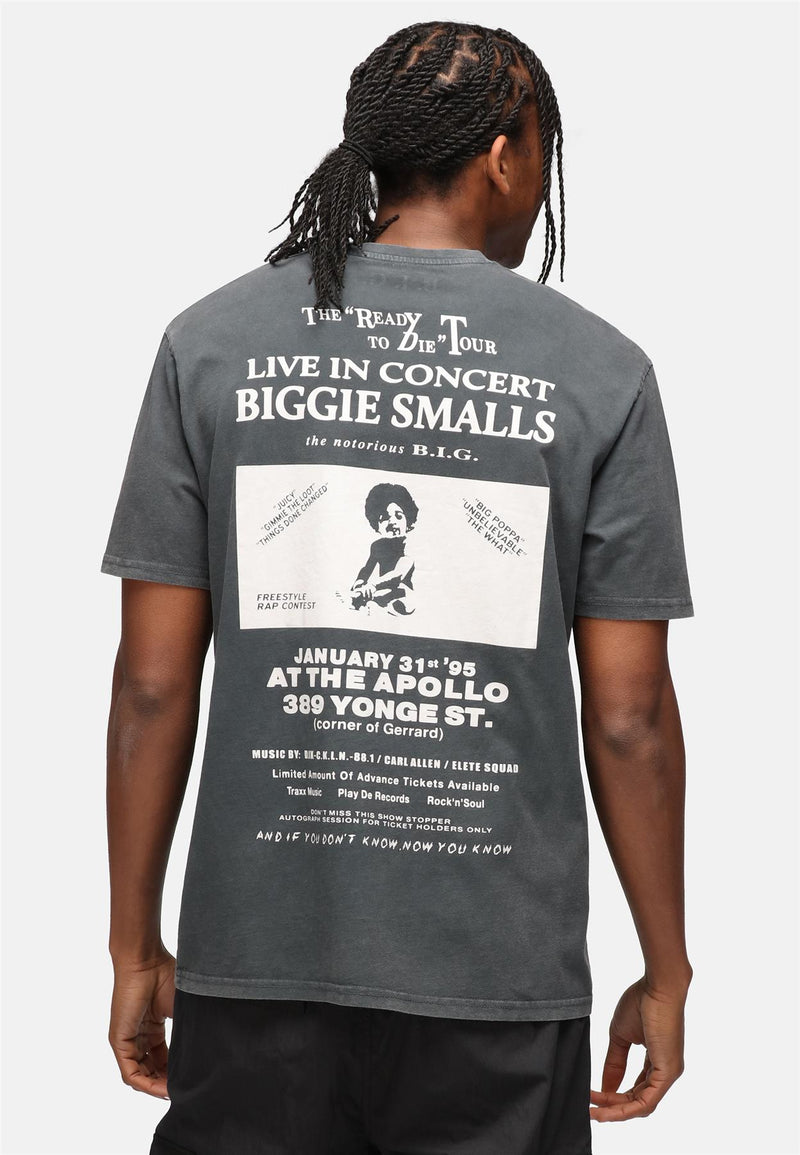 Biggie Smalls Concert Advertise Black Washes Relaxed Cotton T-Shirt