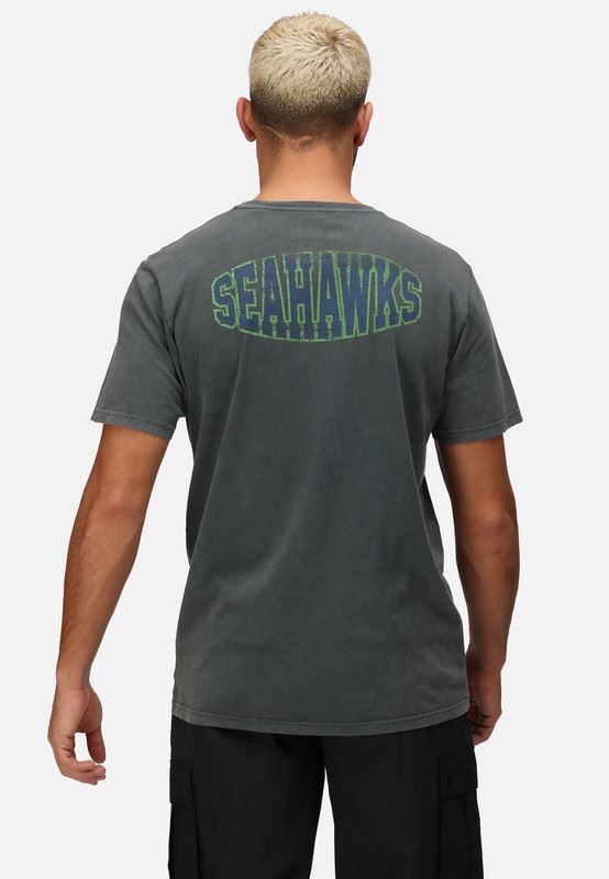 Recovered NFL Mens T-Shirt Adult Seattle Seahawks Cotton Fit Short Sleeves T-shirt Classic Round Neck With Seahawks Icon On Back Side