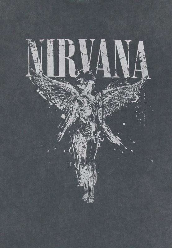 Recovered Nirvana Mens Crew Neck T-Shirts One Tone Angel Logo Cotton Relaxed Fit Tee Shirt