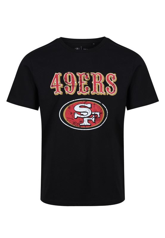 Recovered NFL Men's Cotton T-Shirt 49ERS American Football Tee Black