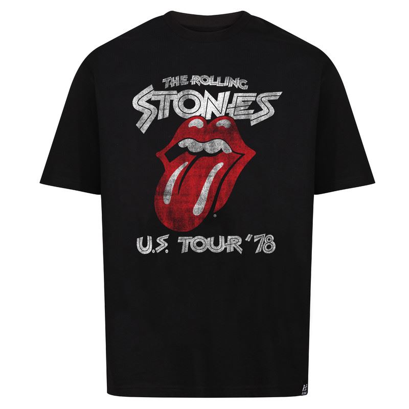 Recovered Mens The Rolling Stones 76 Tour T-Shirt Cotton Short Sleeves Crew Neck Style Unisex Tee