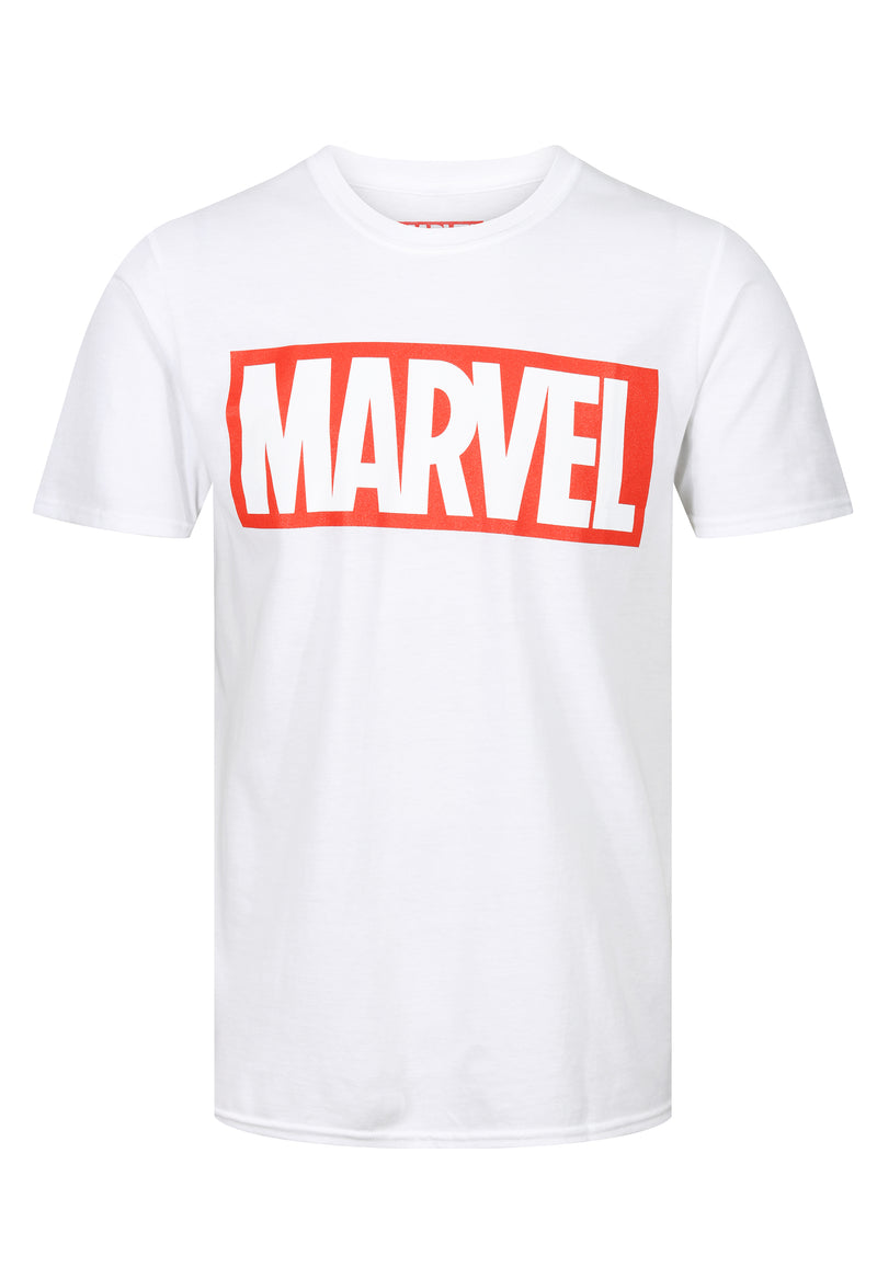 Marvel Faded Classic Logo White Ecru T-Shirt - Unisex Adults