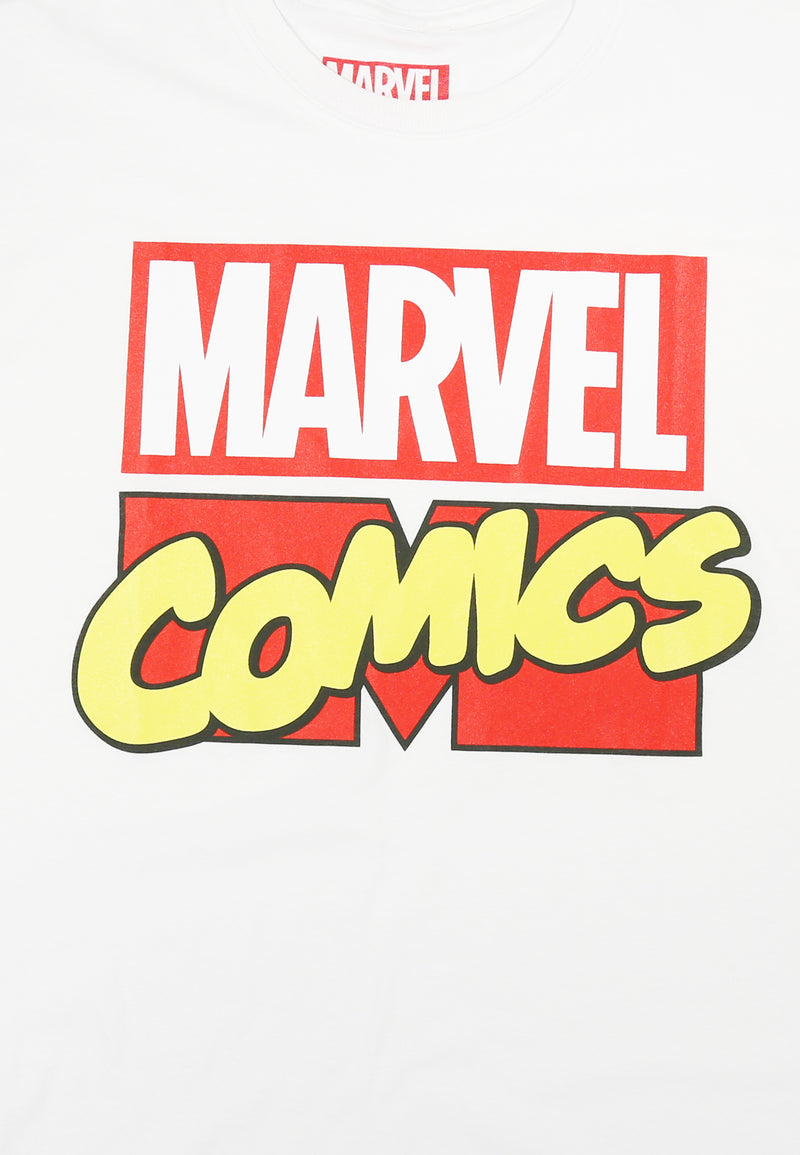 Marvel Comics Graphic  Logo White Cotton T-Shirt
