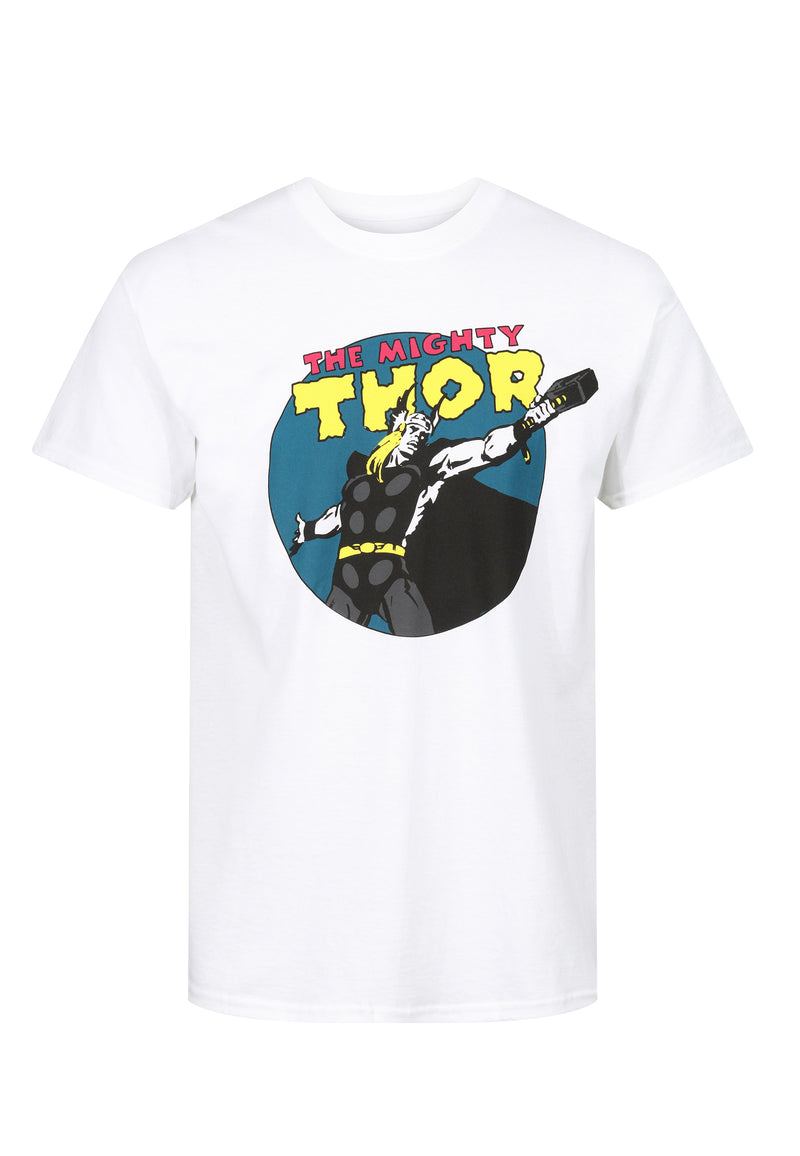 Marvel Thor Comic Print Figure Logo White Cotton T-Shirt - Unisex Adults