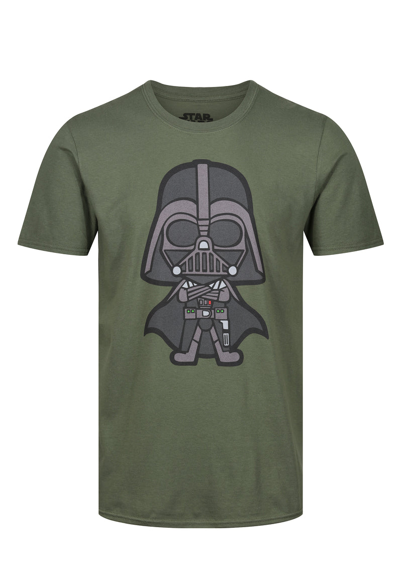 Star Wars Darth Vader Cartoon Print Khaki Mens T-Shirt