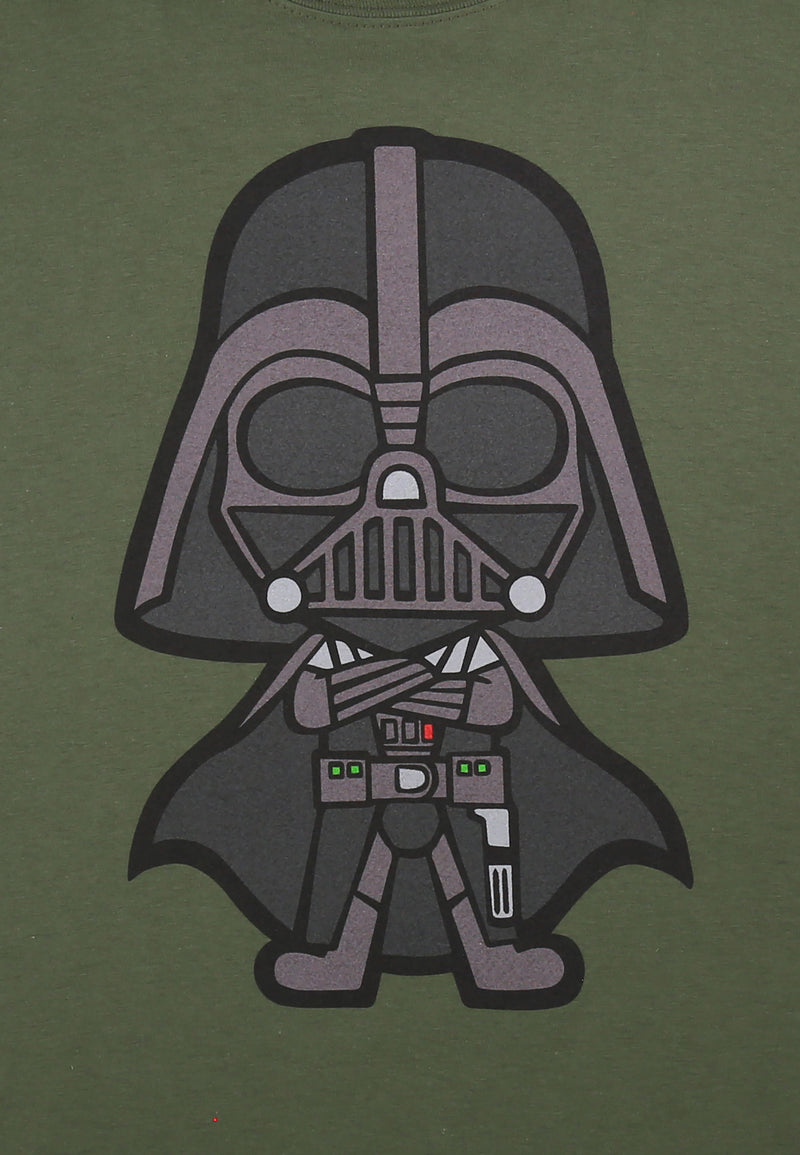 Star Wars Darth Vader Cartoon Print Khaki Mens T-Shirt