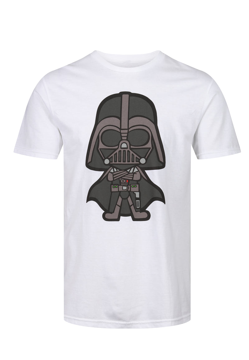 Star Wars Darth Vader Cartoon Print White Mens T-Shirt