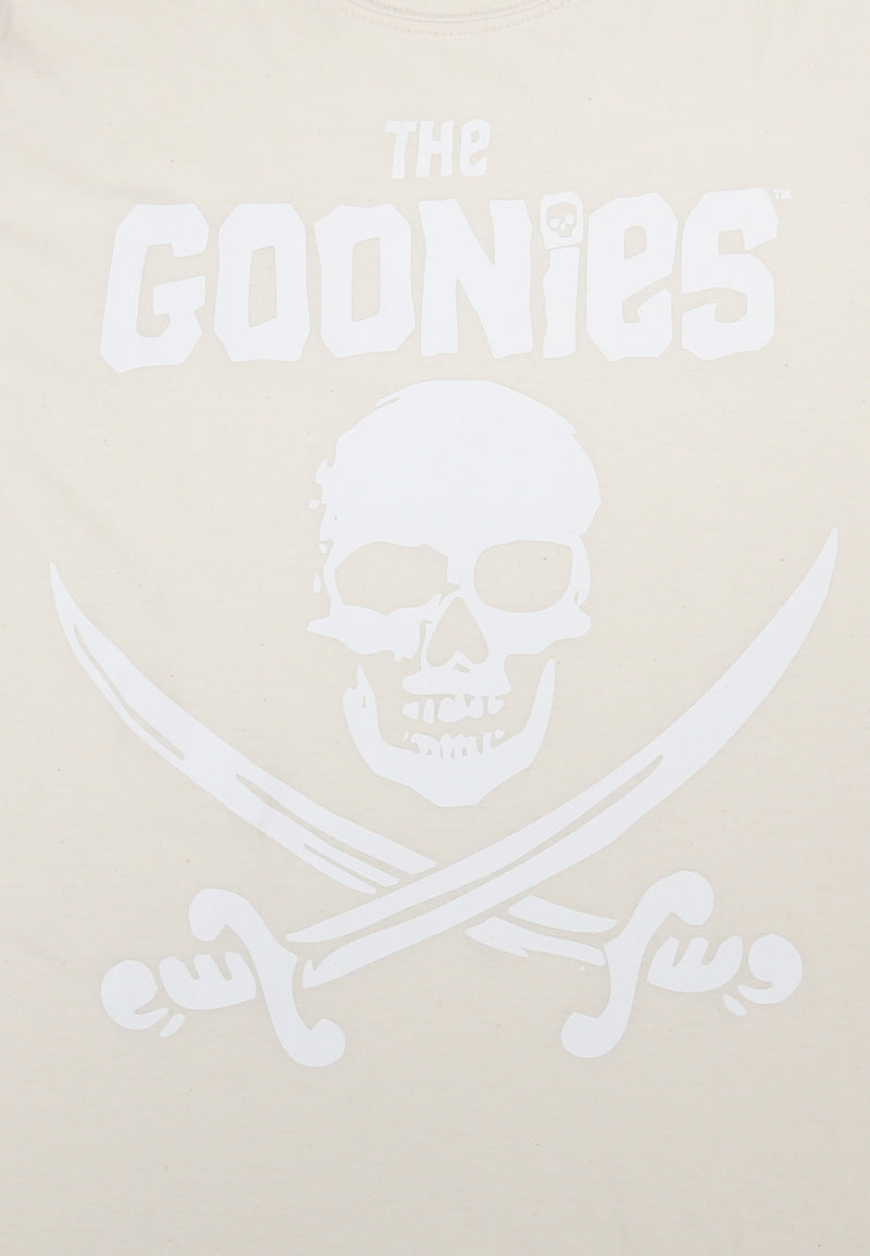 The Goonies Pirate Skull & Swords Logo Natural Unisex Adults Cotton T-Shirt