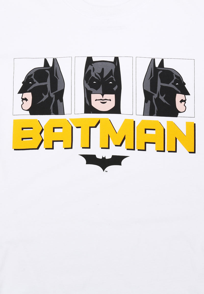Batman Portrait Logo White Slub Cotton T-Shirt -Unisex Top