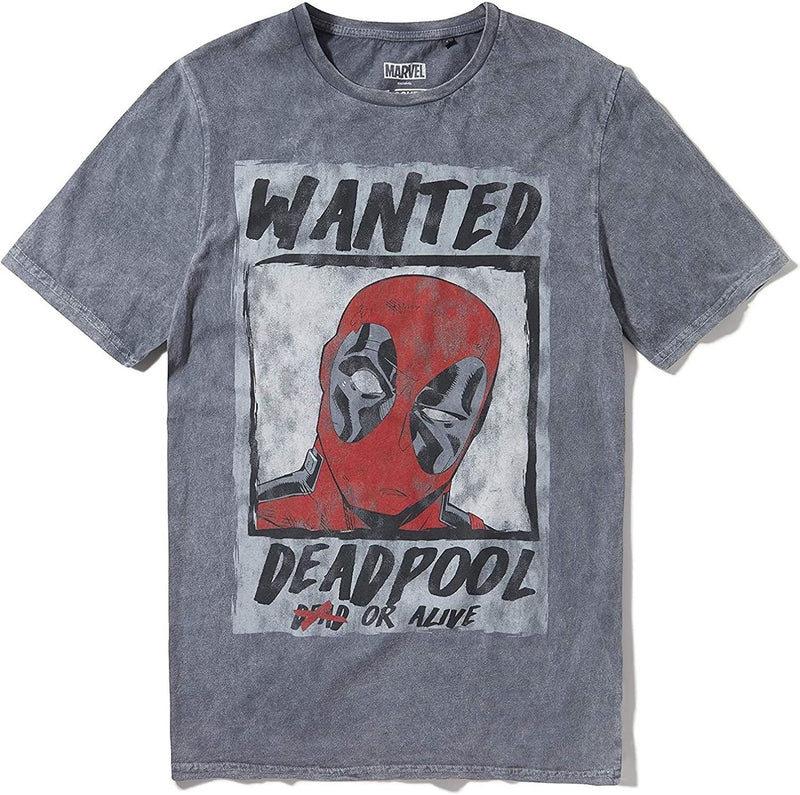 Marvel Deadpool Wanted Poster Charcoal T-Shirt