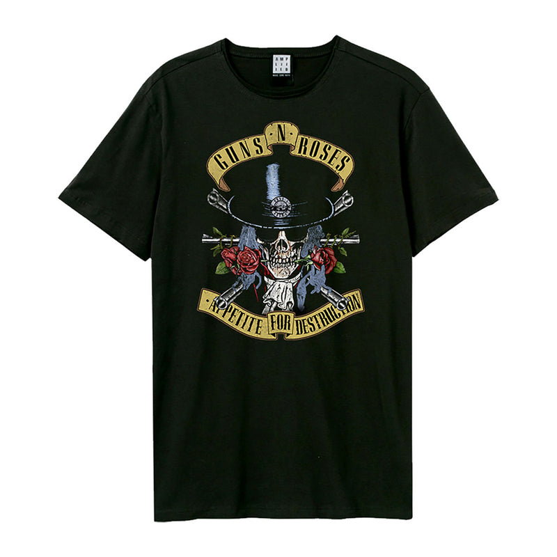 Amplified Guns N Roses Top Hat Skull Charcoal Cotton Unisex T-shirt