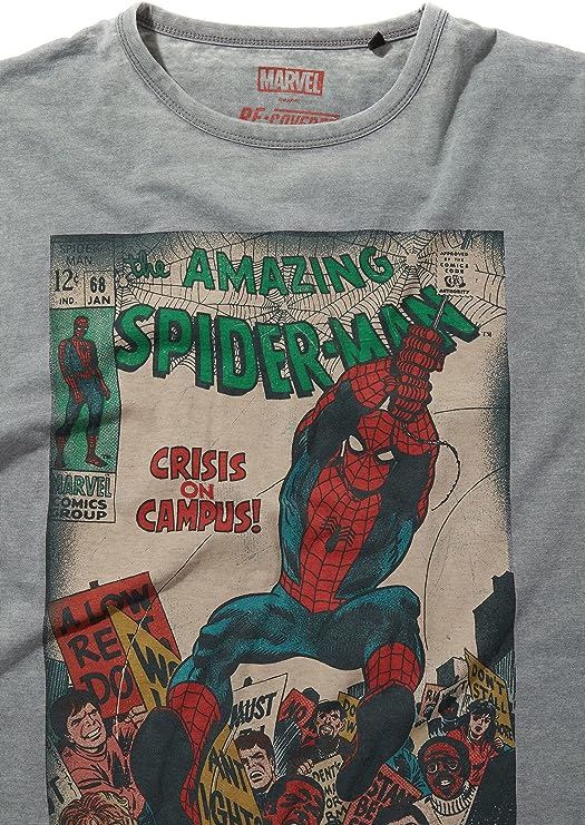 Marvel Spiderman Crisis on Campus Cover Light Grey T-Shirt by Re:Covered