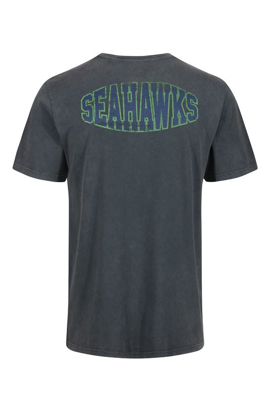Recovered NFL Mens T-Shirt Adult Seattle Seahawks Cotton Fit Short Sleeves T-shirt Classic Round Neck With Seahawks Icon On Back Side