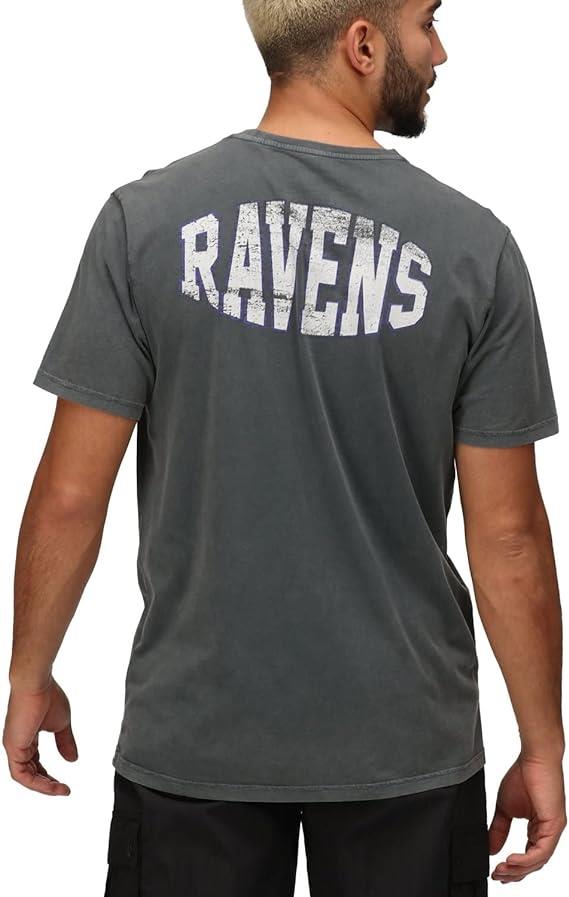 Recovered NFL Ravens Mens T-Shirt Adult Seattle Seahawks Cotton Short Sleeves & Round Neck With Ravens Icon On Back Side