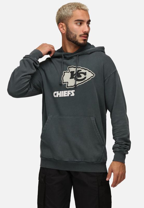 Recovered NFL Hooded Sweatshirt Kansas City Chiefs Pullover Jacket Black