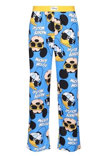 Disney Lounge Pants - Adults Cotton Fabric Blue Mickey and Donald Printed Casual Pyjamas Bottoms
