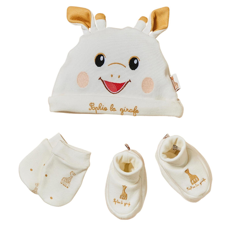 Sophie La Girafe Baby Gift Set - Includes Hat, Booties & Mittens Infant Boy & Girl Baby