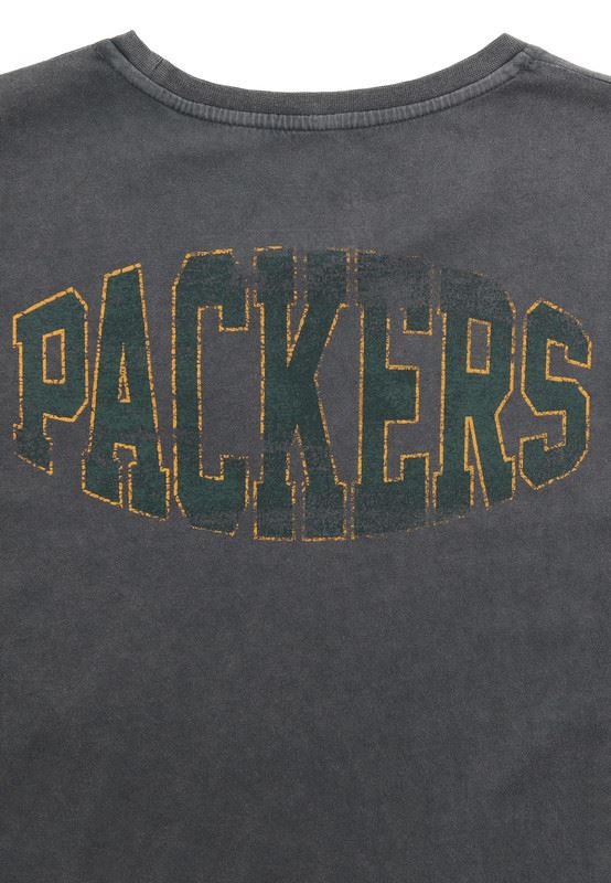 Recovered Men NFL T-shirts Green Bay Packers Cotton Short Sleeve Crew Neck Tee Black