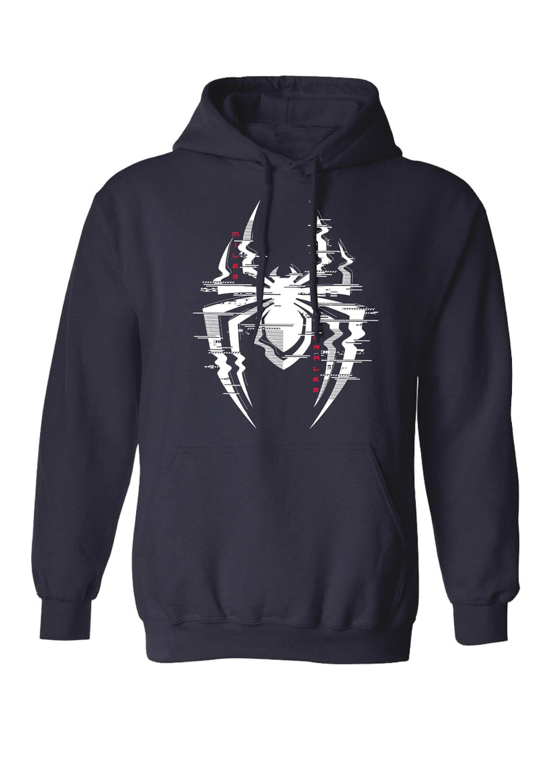 Marvel Spider Man Glitch Print Sports Navy Hooded Sweatshirt