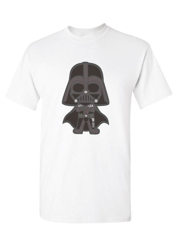 Star Wars Darth Vader Cartoon Print White Mens T-Shirt