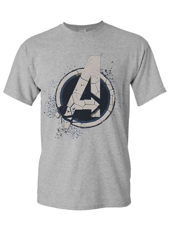 Marvel Avengers Crumbling Logo Sport Grey T-Shirt