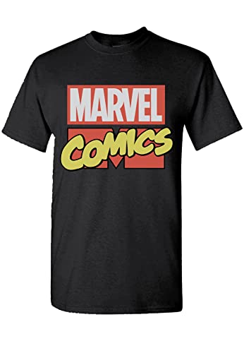 Marvel Comics Graphic Logo Black T-Shirt - Unisex Adults Cotton Top