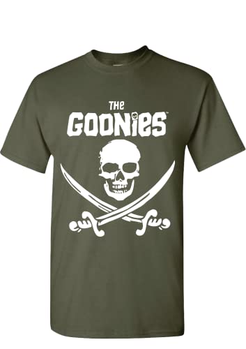 The Goonies Pirate Skull & Swords T-Shirt - Unisex Adults Cotton Khaki
