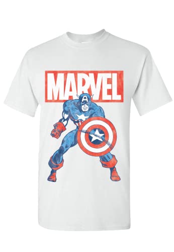 Marvel Captain America Figure White T-Shirt - Unisex Adults Cotton Top