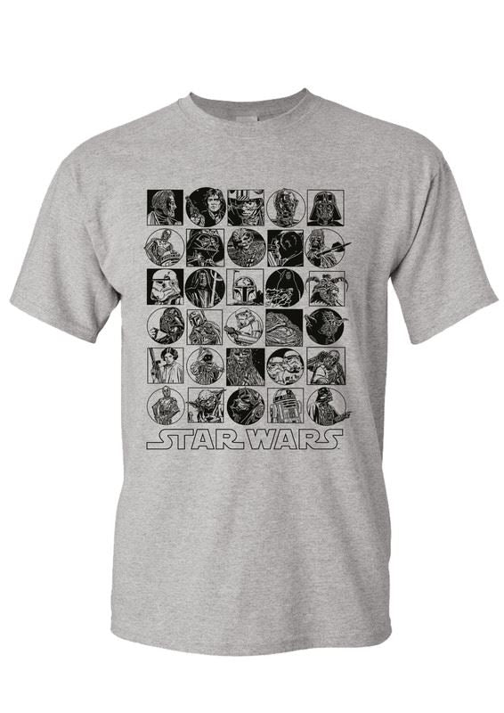 Star Wars Line Art Icons Print Sports Grey T-Shirt