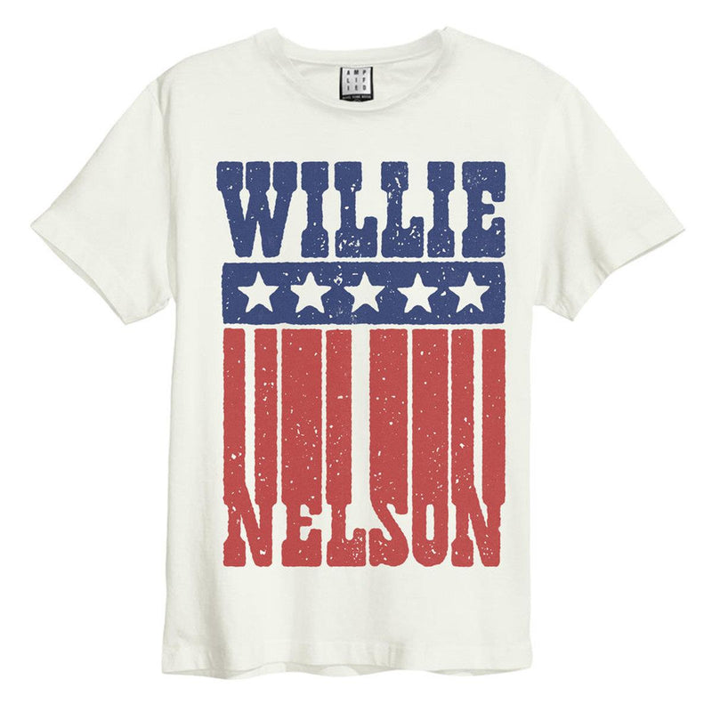 Amplified Willie Nellson Flag Vintage White T-Shirt - Merch Rocks