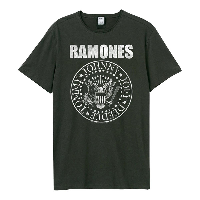 Amplified The Ramones CLassic Seal Unisex Cotton Charcoal T-Shirt