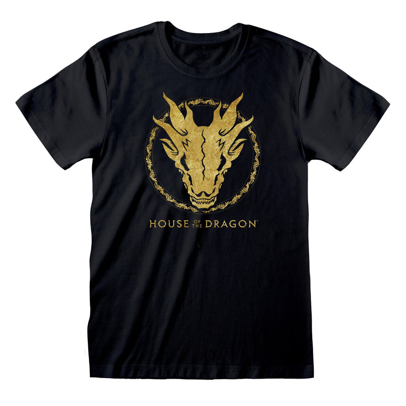 House Of The Dragon Gold Ink Skull Unisex T-Shirt - Merch Rocks