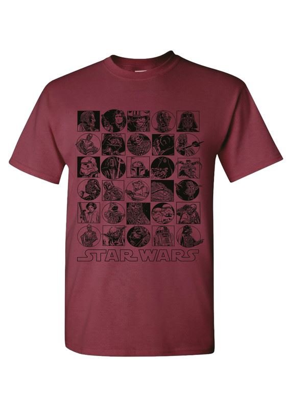 Star Wars Line Art Icons Print Sports Maroon T-Shirt